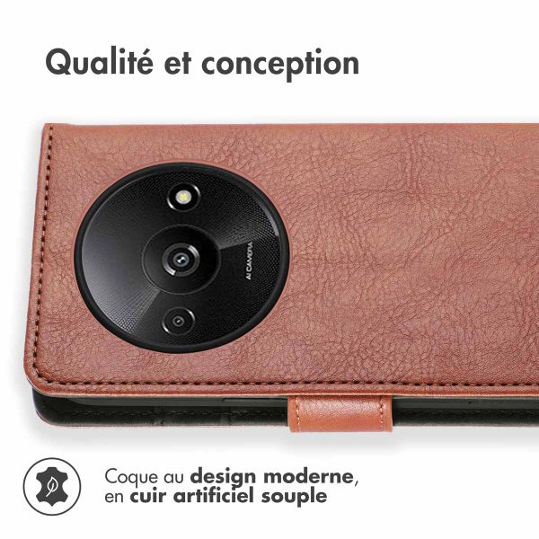 imoshion Étui de téléphone portefeuille Luxe Xiaomi Redmi A3 - Brun