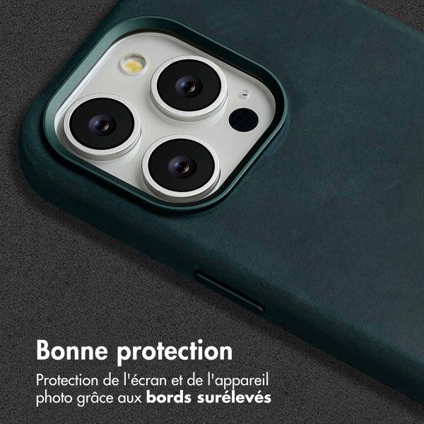 Accezz Coque MagSafe en cuir vintage Apple iPhone 15 Pro - Smokey Green