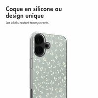 imoshion Coque design pour iPhone 16 - Smoke Green Flowers