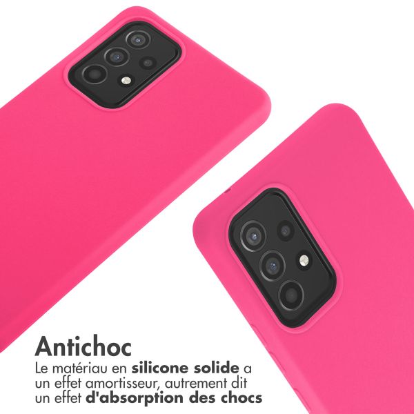 imoshion ﻿Coque en silicone avec cordon Samsung Galaxy A53 - Rose Fluo