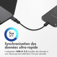 imoshion 2x Adaptateur USB-A 3.1 (mâle) vers USB-C (femelle) - OTG - Noir