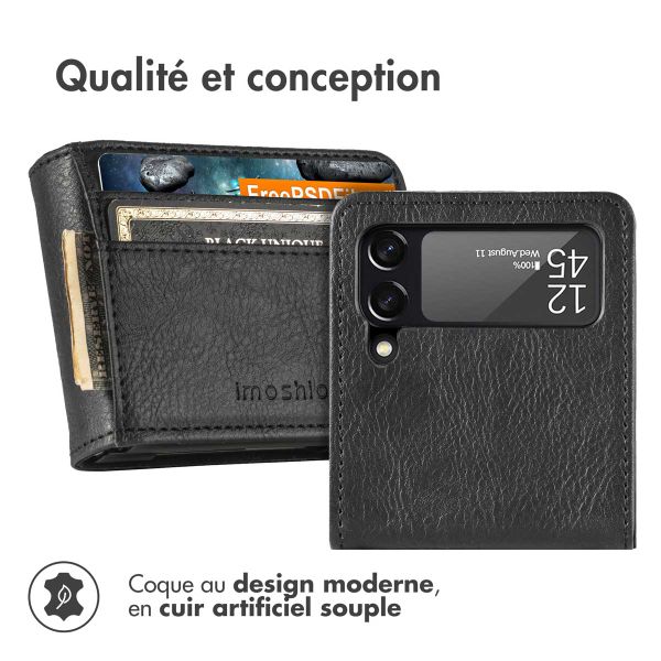 imoshion Étui de télephone portefeuille Luxe Samsung Galaxy Z Flip 4 - Noir