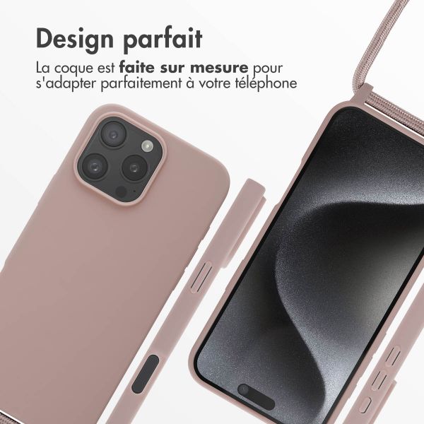 imoshion Coque en silicone avec cordon Apple iPhone 16 Pro Max - Sand Pink