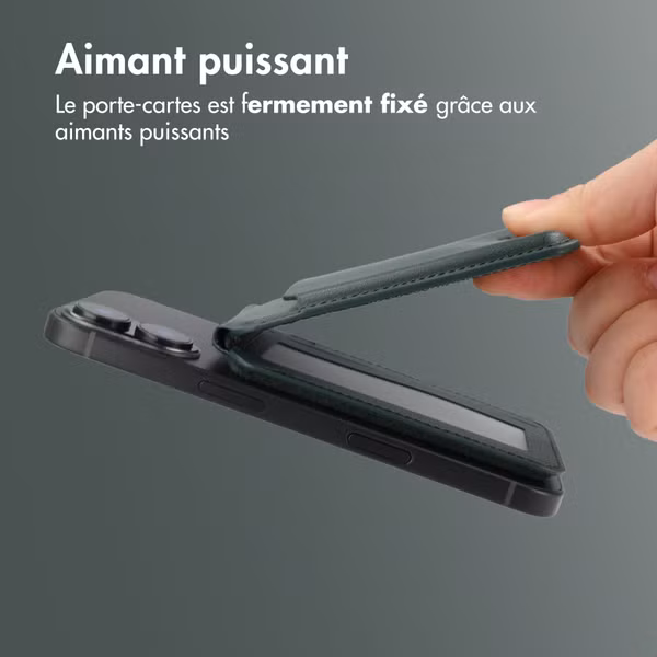 Accezz Portefeuille en cuir magnétique avec support - Compatible avec Apple Find My - Cedar Green