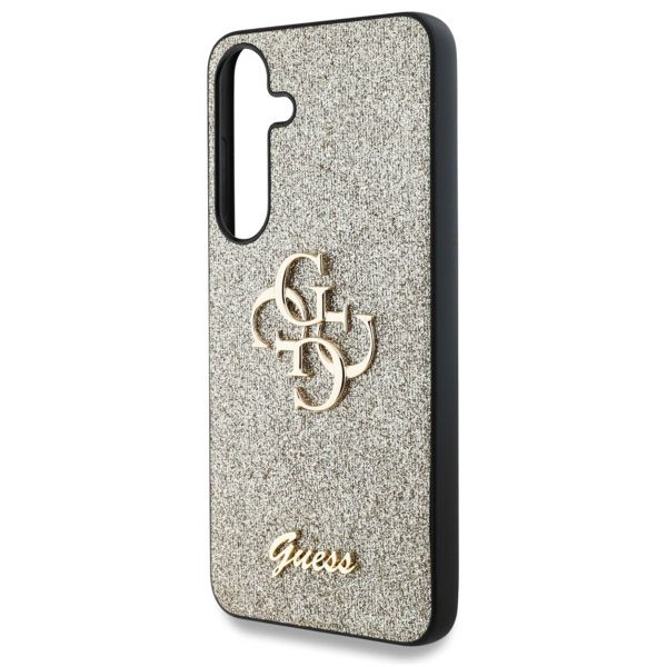 Guess Coque 4G Metal Logo Glitter Samsung Galaxy S25 - Doré