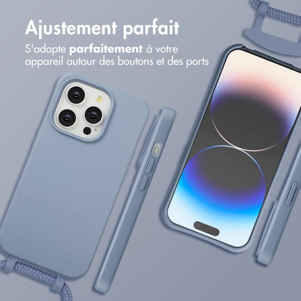 imoshion Coque arrière Color avec cordon amovible et MagSafe Apple iPhone 14 Pro - Ash Blue