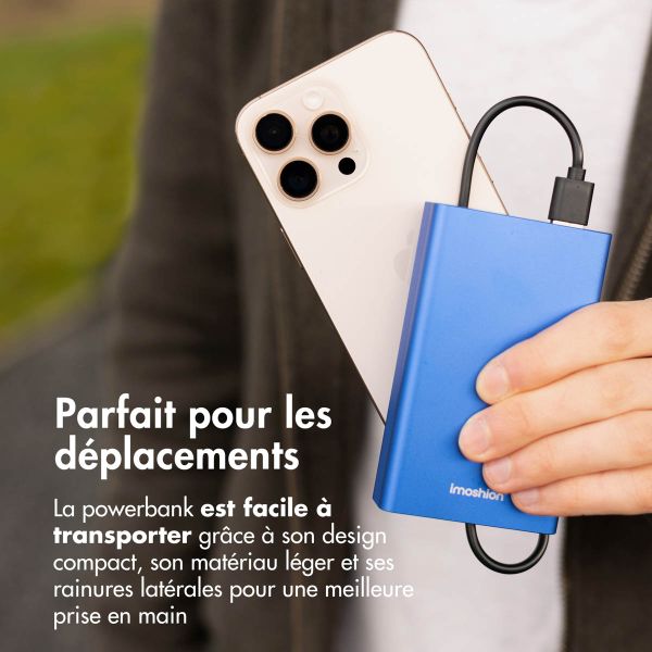 imoshion Ultra Series Aluminium | Batterie externe 20.000 mAh - Charge rapide jusqu'à 33 watts - Bleu Cobalt