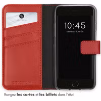 Selencia Étui portefeuille en cuir véritable iPhone SE (2022 / 2020) / 8 / 7 / 6(s) - Rouge