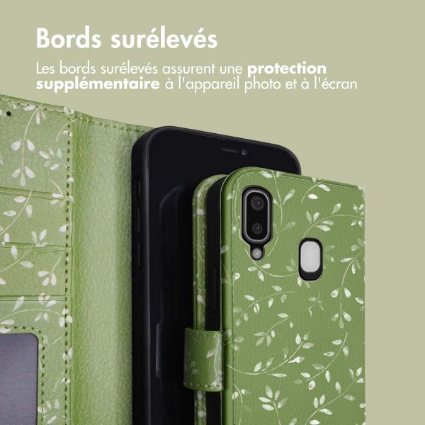 imoshion Étui de téléphone portefeuille Design Samsung Galaxy A20e - Green Flowers