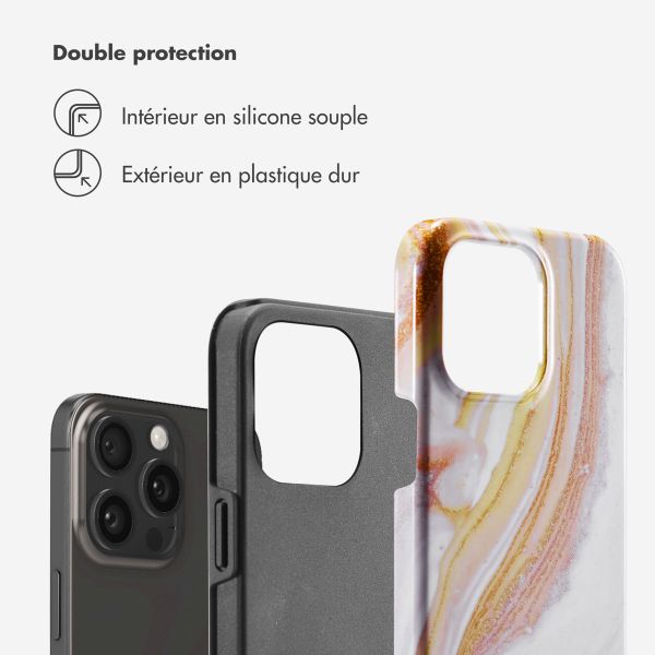 Selencia Coque arrière Vivid Tough iPhone 15 Pro Max - Chic Marble Gold