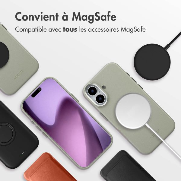Accezz Coque arrière en cuir avec MagSafe Apple iPhone 17 - Light Grey