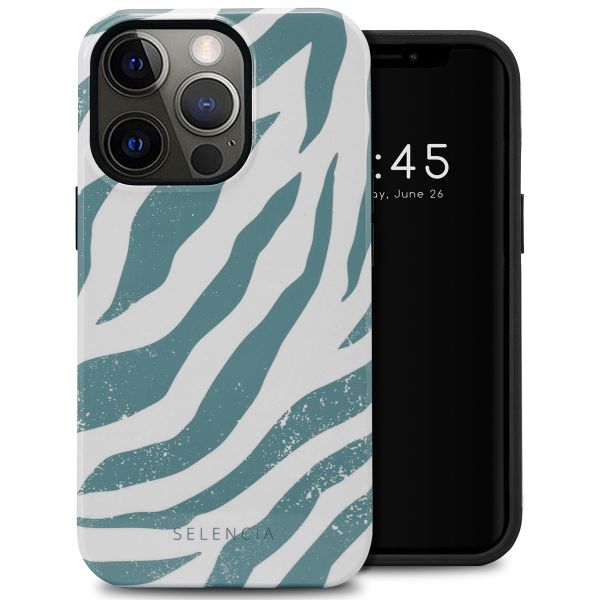 Selencia Coque arrière Vivid Tough iPhone 13 Pro - Colorful Zebra Pine Blue