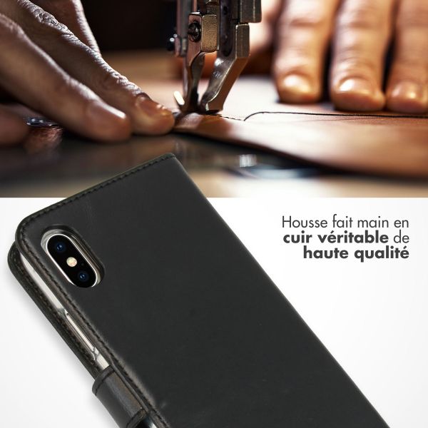 Selencia Étui portefeuille en cuir véritable Apple iPhone X / Xs - Noir