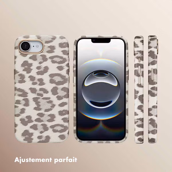 Selencia Coque Sabi imprimé panthère avec MagSafe Apple iPhone 16e - Soft Ivory