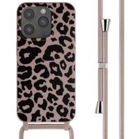 imoshion Coque design en silicone avec cordon Apple iPhone 15 Pro - Animal Pink