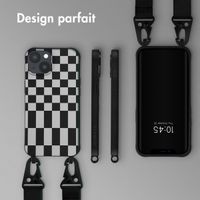 Selencia Coque design en silicone avec cordon amovible Apple iPhone 14 - Irregular Check Black