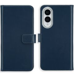 Selencia Étui portefeuille en cuir véritable Samsung Galaxy S25 Edge - Bleu foncé