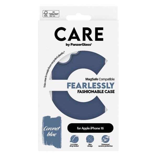 CARE by PanzerGlass Coque Fashion MagSafe iPhone 16 - Bleu