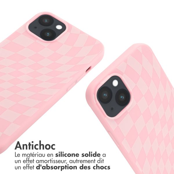 imoshion Coque design en silicone avec cordon Apple iPhone 14 Plus - Retro Pink