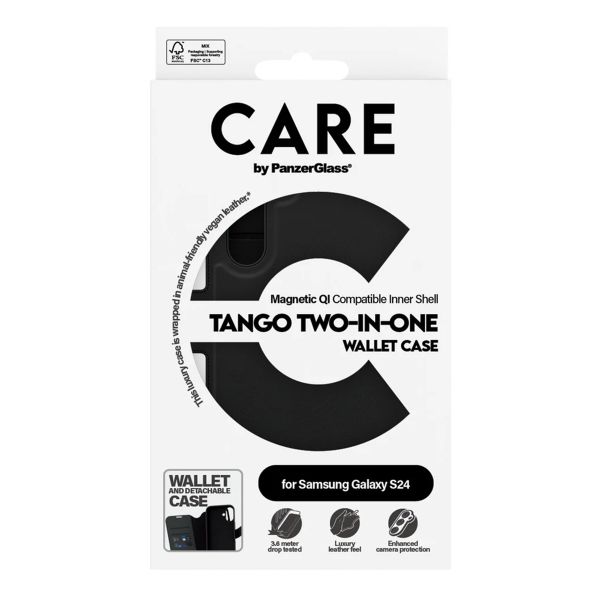 CARE by PanzerGlass Étui de télephone portefeuille Tango 2 en 1 avec MagSafe Samsung Galaxy S24 - Black