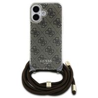 Guess Coque arrière avec cordon 4G Print iPhone 16 - Marron