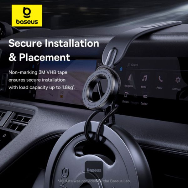 Baseus C02 Go Support de téléphone voiture - Magnétique - Tableau de bord et console centrale - Cluster Black