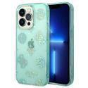 Guess Coque Peony Glitter iPhone 14 Pro - Turquoise