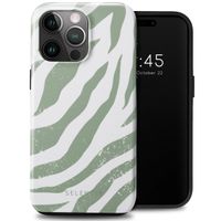 Selencia Coque arrière Vivid Tough iPhone 15 Pro Max - Colorful Zebra Sage Green