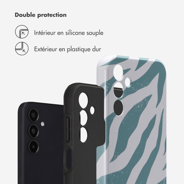 Selencia Coque arrière Vivid Samsung Galaxy A15 (5G/4G) - Colorful Zebra Pine Blue