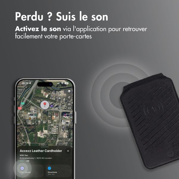 Accezz Portefeuille en cuir magnétique avec support - Compatible avec Apple Find My - Onyx Black