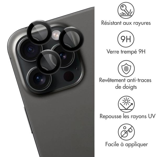 imoshion Lot de 2 protections d'objectif de caméra Apple iPhone 15 Pro / 15 Pro Max - Black Titanium