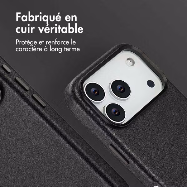 Accezz Coque arrière en cuir avec MagSafe Apple iPhone 17 Pro - Onyx Black