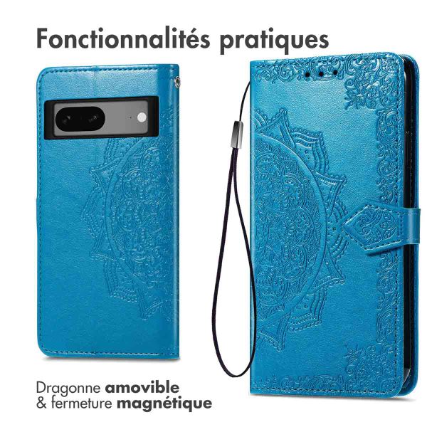 imoshion Etui de téléphone portefeuille Mandala Google Pixel 7a - Turquoise