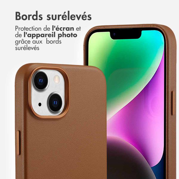 Accezz Coque arrière en cuir avec MagSafe Apple iPhone 14 - Sienna Brown