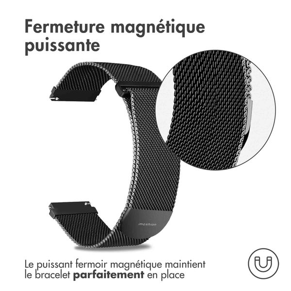 imoshion Bracelet magnétique milanais - Connexion universelle de 20 mm - Taille S - Noir