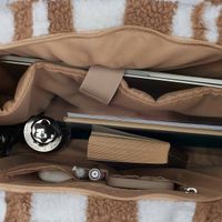 Selencia Sac Fourre-tout Zaya - Teddy Sac Ordinateur 16 pouces - Beige à carreaux