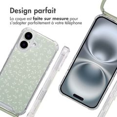 imoshion Coque Design avec cordon Apple iPhone 16 - Smoke Green Flowers