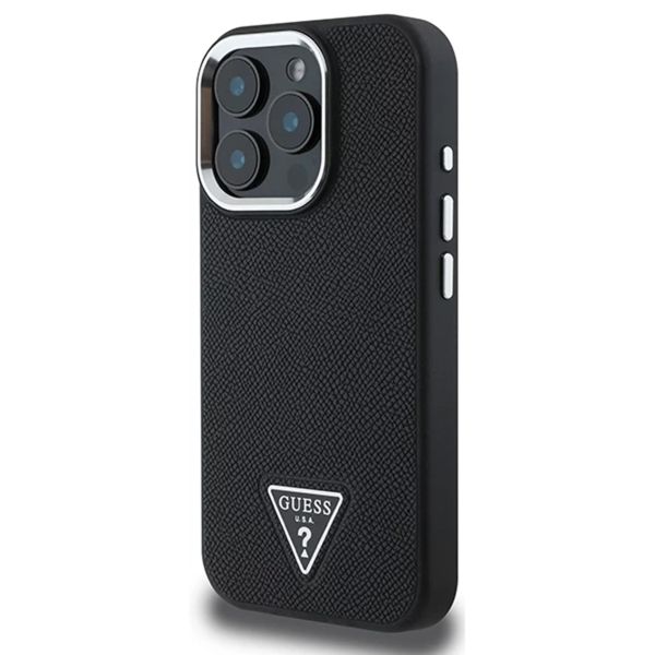 Guess Coque Grained Triangle MagSafe Apple iPhone 16 Pro - Noir