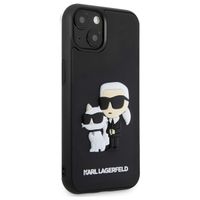 Karl Lagerfeld Coque rigide en caoutchouc 3D Karl & Choupette iPhone 15 - Noir