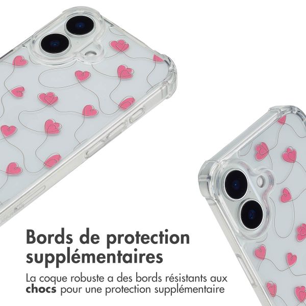 imoshion Coque Design avec cordon Apple iPhone 16 - Dusty Rose Connected Hearts