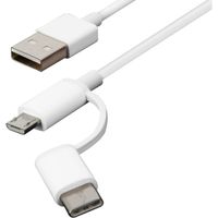 Xiaomi Câble USB-C & Micro-USB vers USB Mi d'origine - 0,3 mètre - Blanc