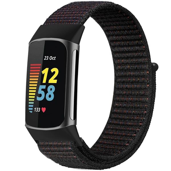 imoshion Bracelet en nylon le Fitbit Charge 5 / Charge 6 - Taille L - Noir