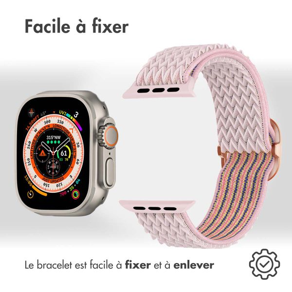 imoshion Bracelet en nylon élastique Apple Watch Series 1 t/m 11 / SE / Ultra (44/45/46/49 mm) - Rose