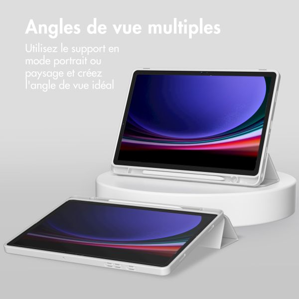 Accezz Coque tablette portefeuille Smart Silicone Samsung Galaxy Tab A9 Plus - Gris