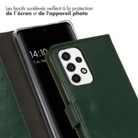 Selencia Étui de téléphone portefeuille en cuir véritable Samsung Galaxy A53 - Vert