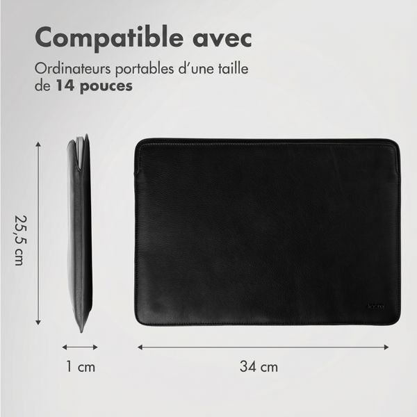 Accezz Leather Pochette ordinateur Apple MacBook 14 pouces - Noir