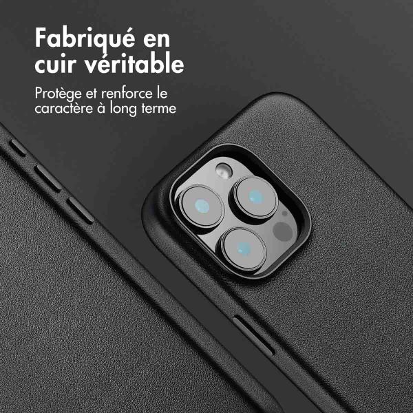 Accezz Coque arrière en cuir avec MagSafe iPhone 16 Pro Max - Onyx Black