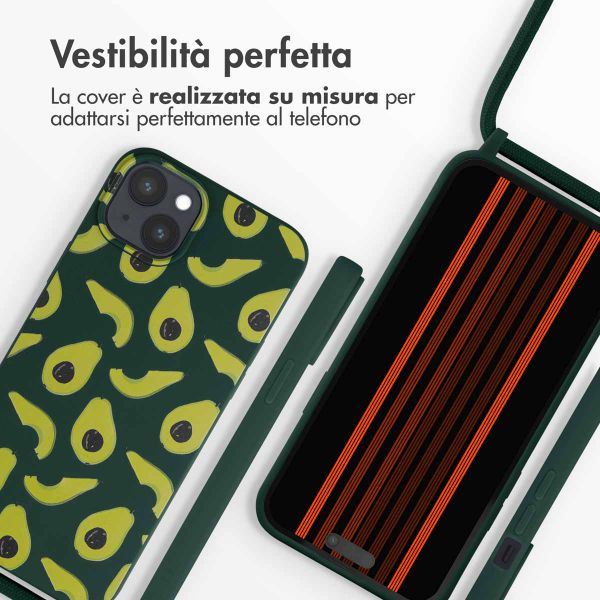 imoshion Coque design en silicone avec cordon Apple iPhone 15 Plus - Avocado Green