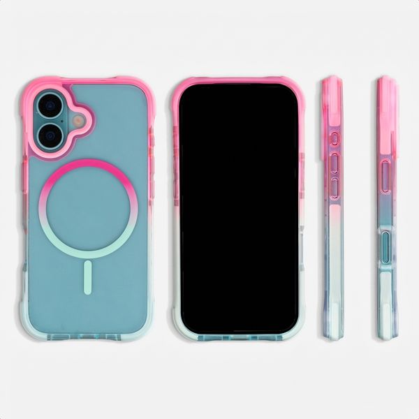Selencia Coque arrière MagSafe Gradient Apple iPhone 16 - Rose / Bleu