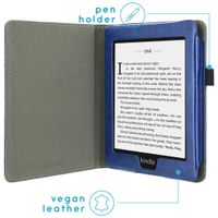 imoshion Étui de liseuse portefeuille en cuir végan Amazon Kindle Paperwhite 4 - Bleu foncé